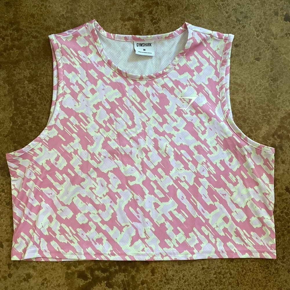 Gymshark pink animal print cropped lightweight scoop neck workout running tank